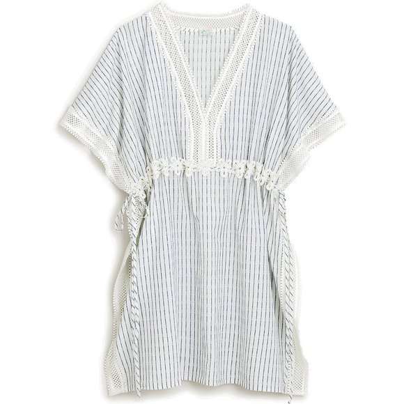 NWT J.Crew Breezy 100% Cotton Tunic Swim Cover-Up In Lace Stripe - XS / S - Picture 2 of 4